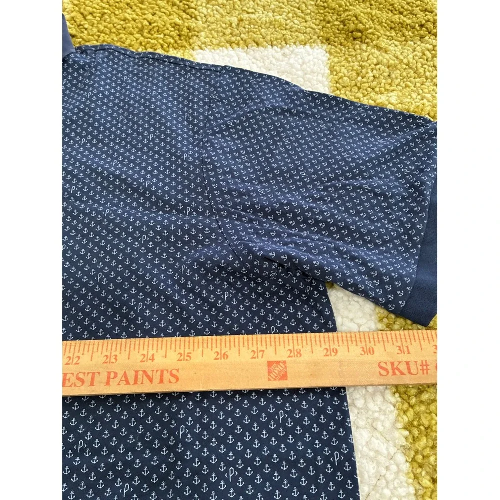 Polo Ralph Lauren Mens 3XB Navy Blue Anchor Print Mesh Polo Shirt Big & Tall